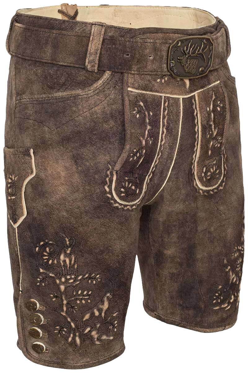 Kurze Herren Trachtenlederhose mit Gürtel