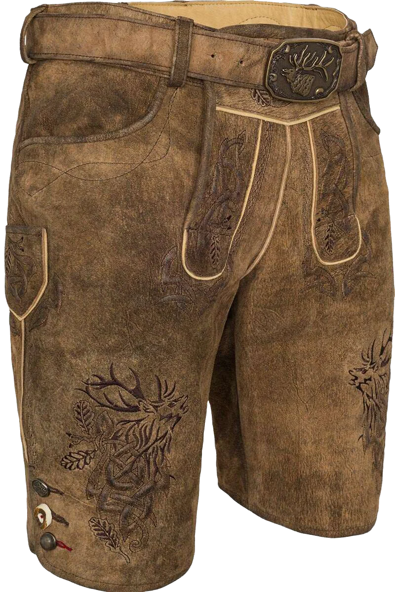 Kurze Herren Lederhose mit Stickerei