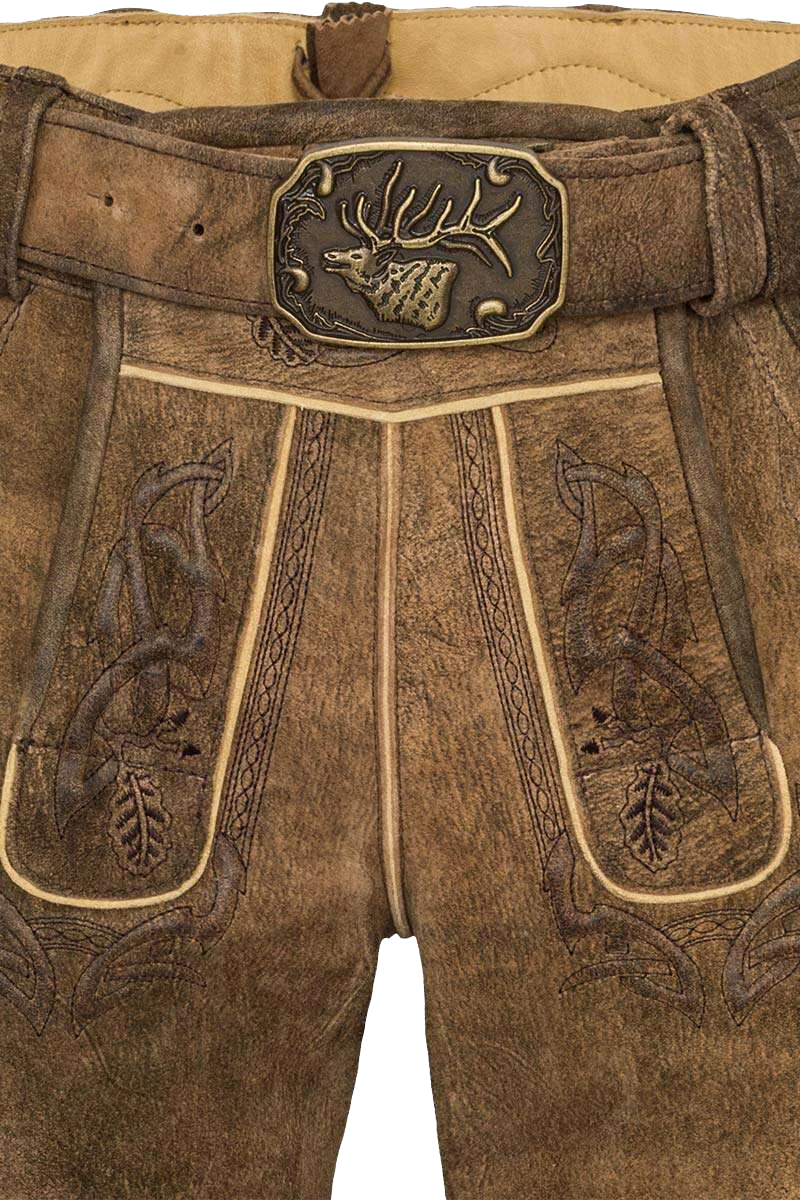 Kurze Herren Lederhose mit Stickerei