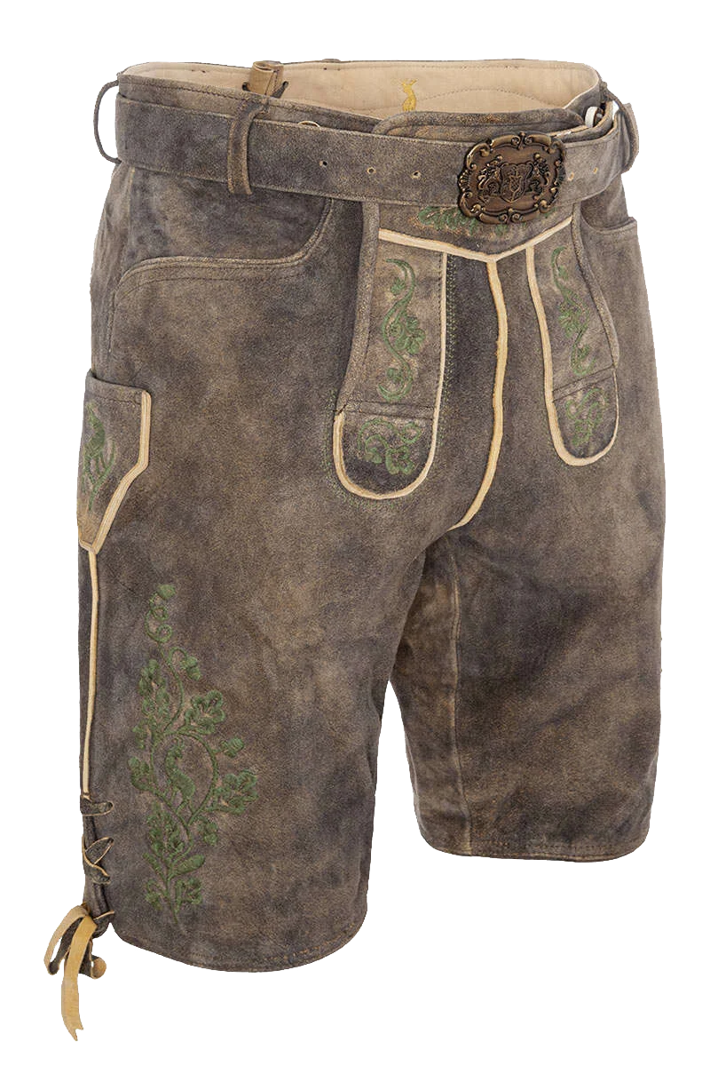 Kurze Herren Lederhose mit Gürtel und Träger