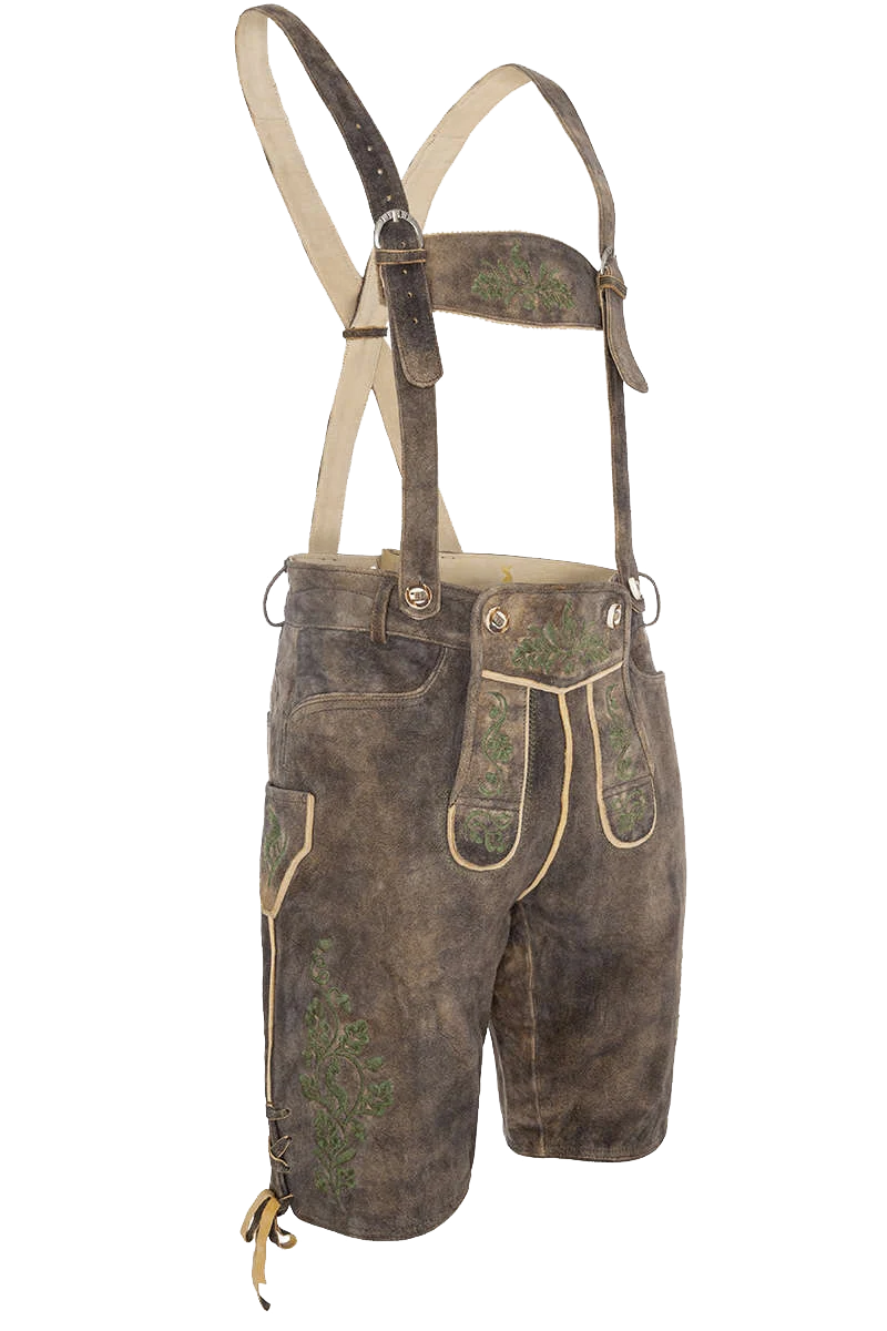 Kurze Herren Lederhose mit Gürtel und Träger