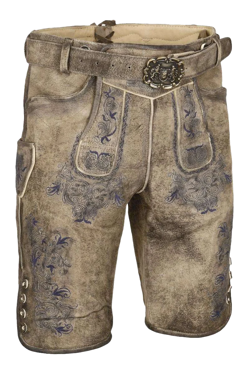 Kurze Herren Lederhose mit Gürtel und Träger
