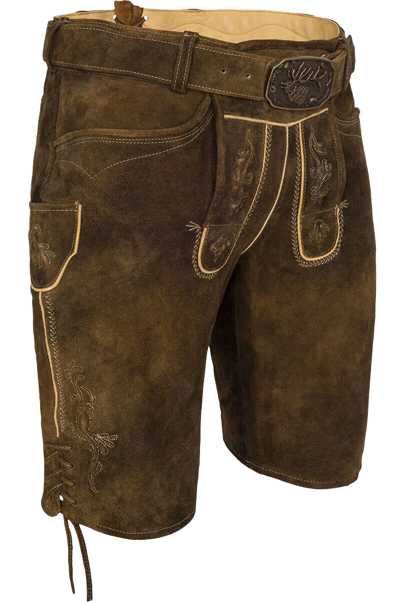 Kurze Herren Lederhose mit Gürtel