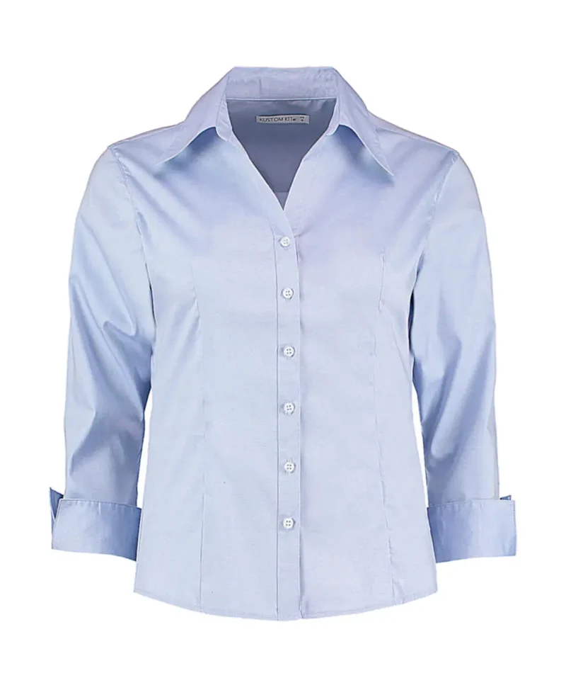 Damen Premium Oxford 3/4 Shirt mit tailliertem Schnitt