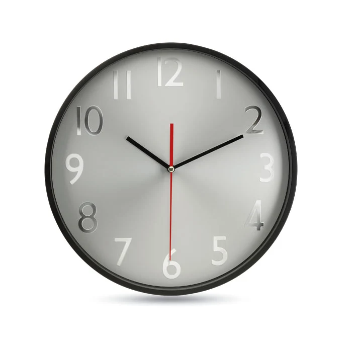 Wanduhr mit silbernem Hintergrund