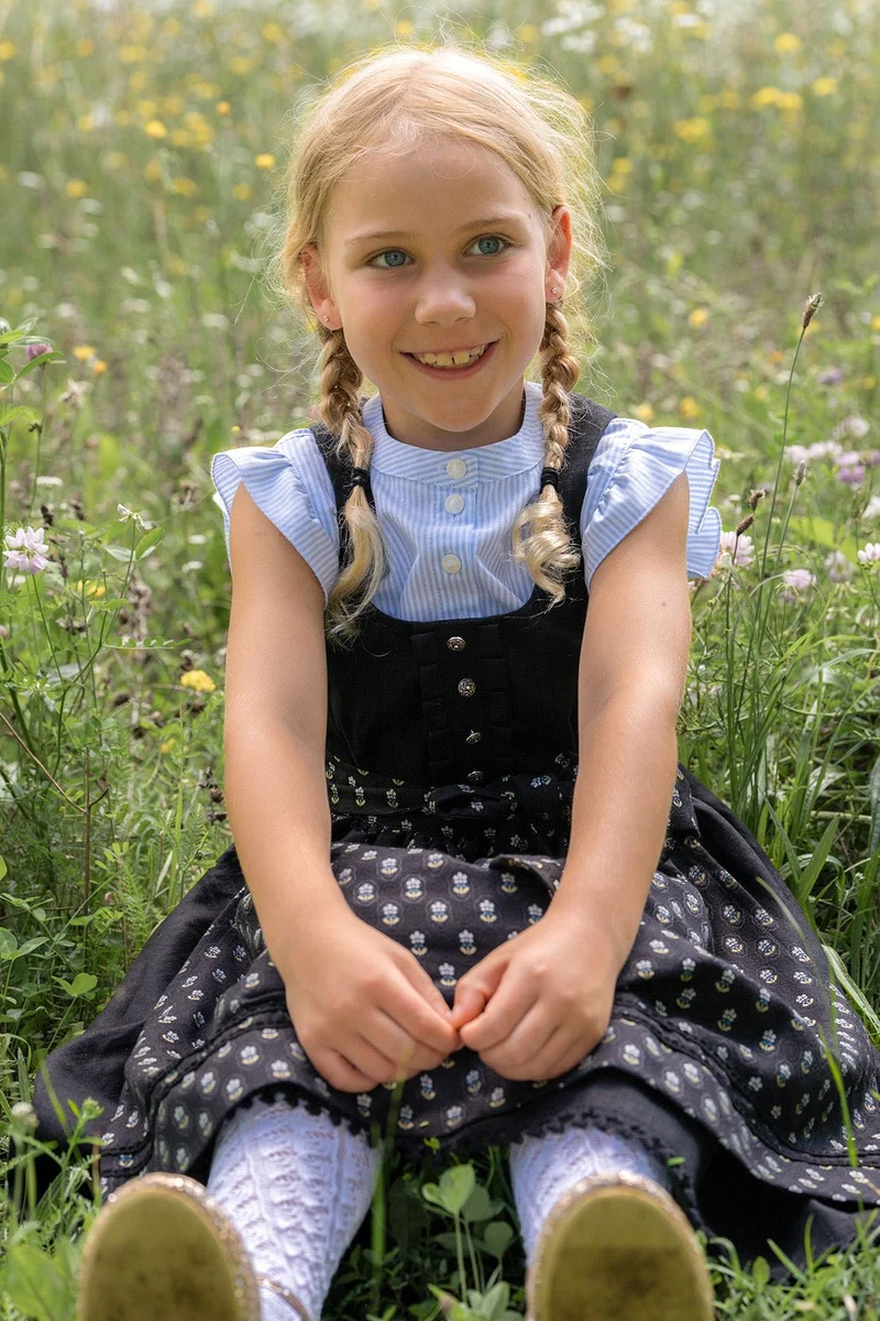 KINDER LEINEN DIRNDL MONACO SCHWARZ