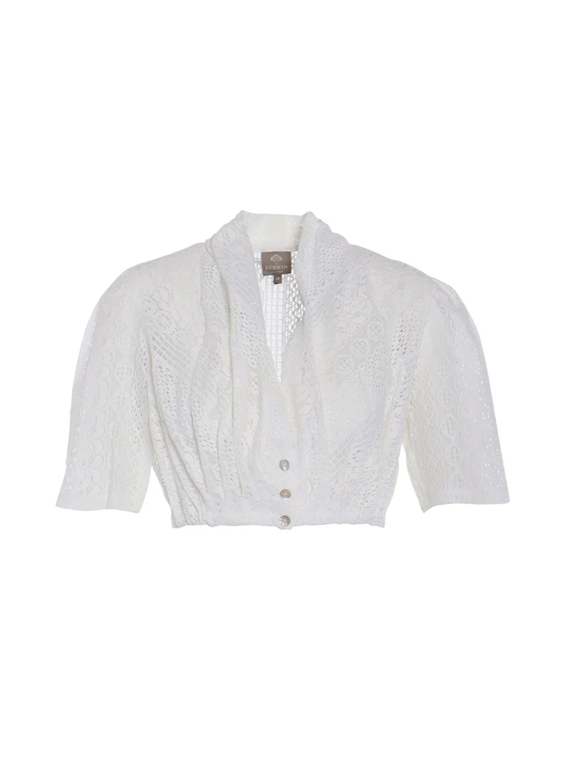 Spitzen-Dirndlbluse mit Schalkragen