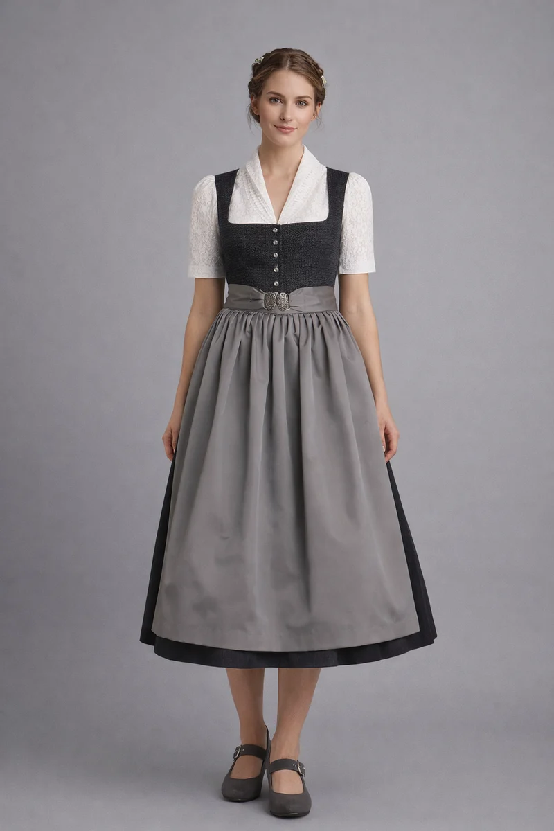 Spitzen-Dirndlbluse mit Schalkragen