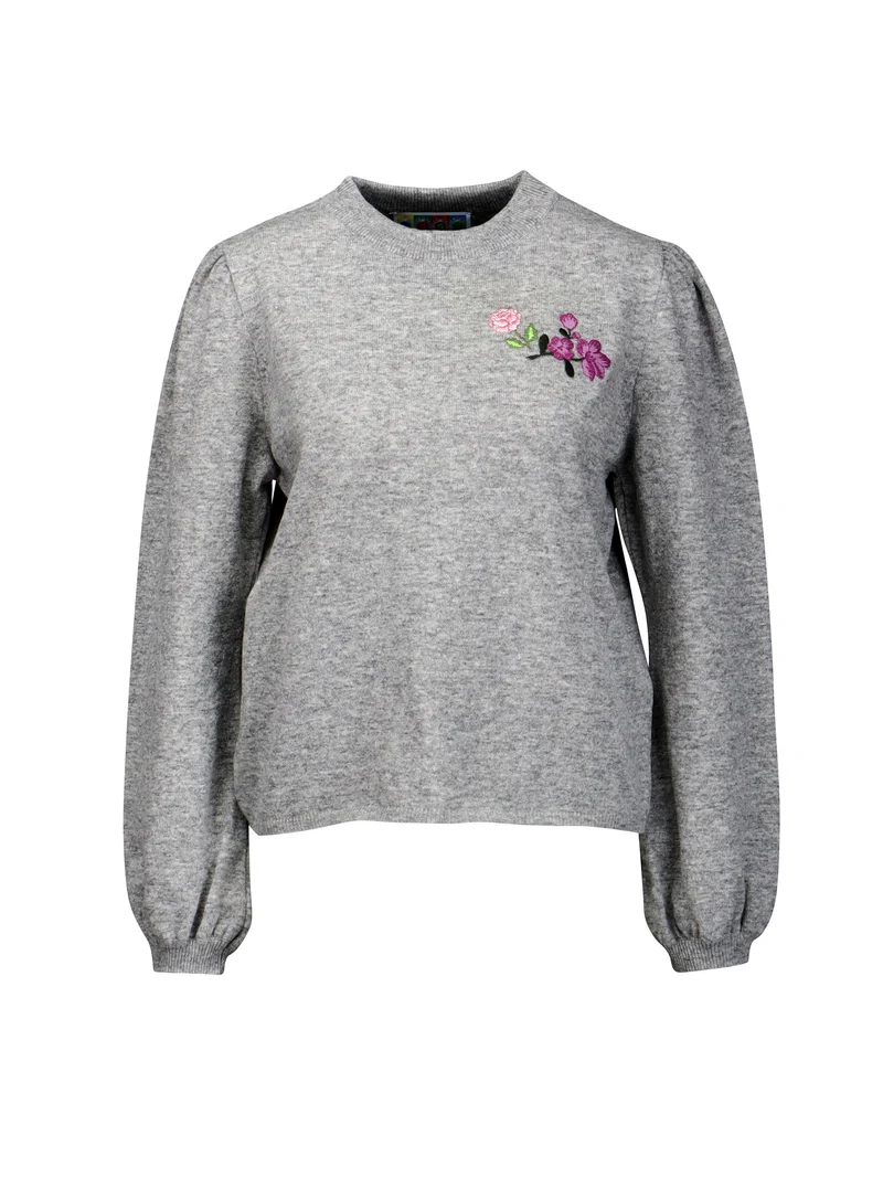 Strickpullover mit Blumenmotiv