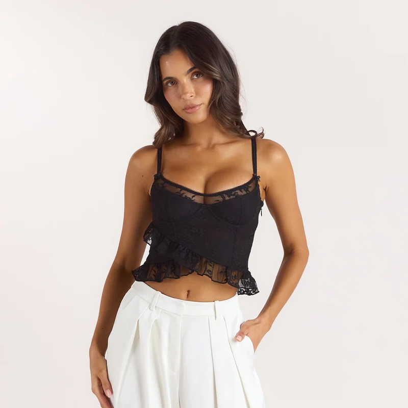 Asymmetrisches Cami-Top - Schwarz