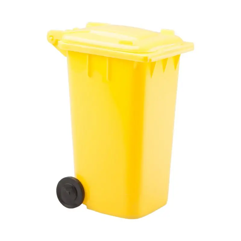 Gelber Stiftebehälter im Dustbin-Design - Kreativer Schreibtisch-Organizer