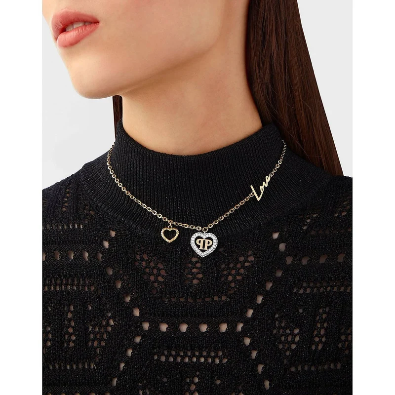 Philipp PLEIN Damen Halskette Plein Rocked Heart Gold PJZEA05NU