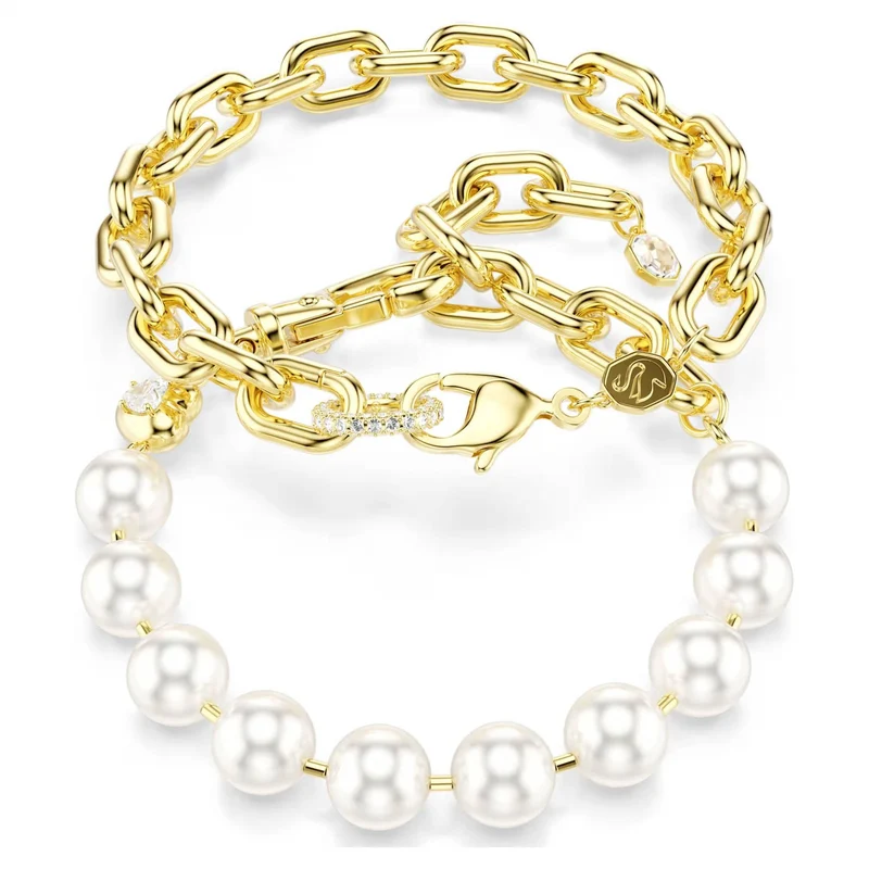 Swarovski Halskette Damen Idyllia Kristallperle Weiß Goldlegierungsschicht 5743993