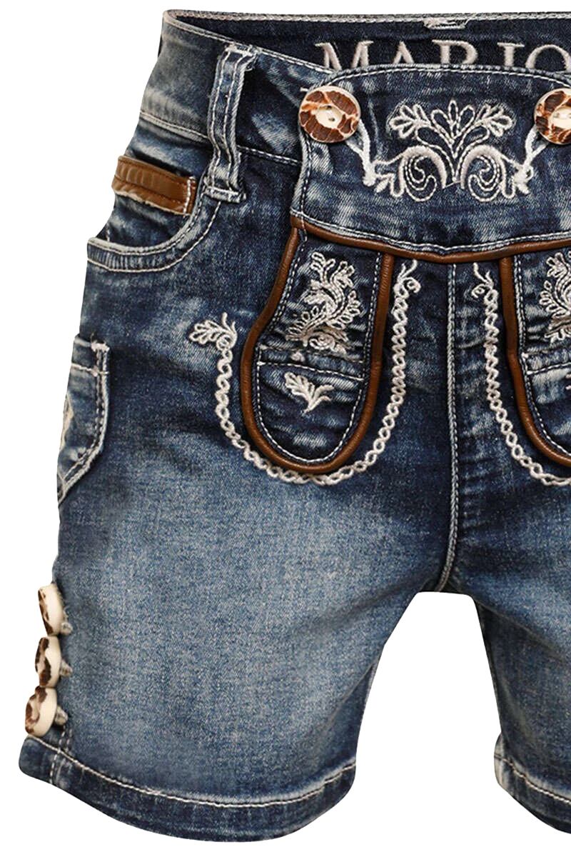Kinder Jeansshort im Lederhosenlook