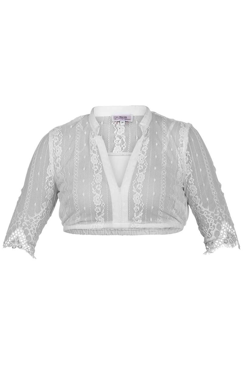 Dirndl-Bluse mit Stehkragen aus Spitze transparent