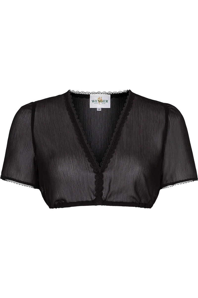 Dirndlbluse mit Kurzarm und Spitzenborte