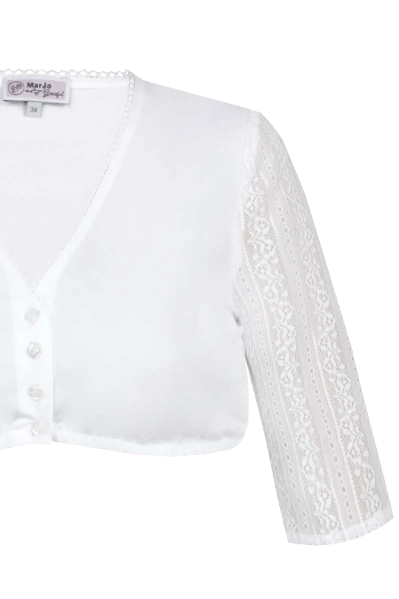 Dirndlbluse mit halblangen Spitzenärmeln