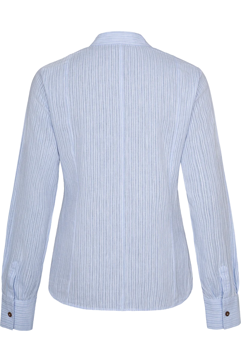 Damen Trachten-Bluse gestreift aus Baumwoll-Leinen-Mix