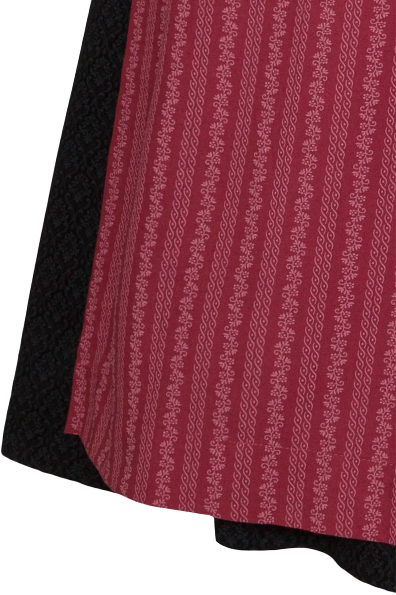 Dirndl lang aus Baumwolle mit eckigem - Ausschnitt - schwarz altrosa