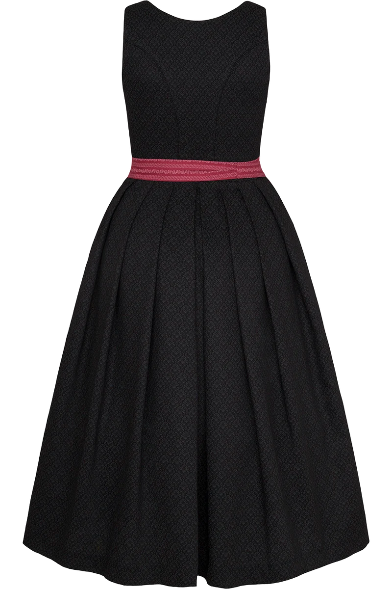 Dirndl lang aus Baumwolle mit eckigem - Ausschnitt - schwarz altrosa