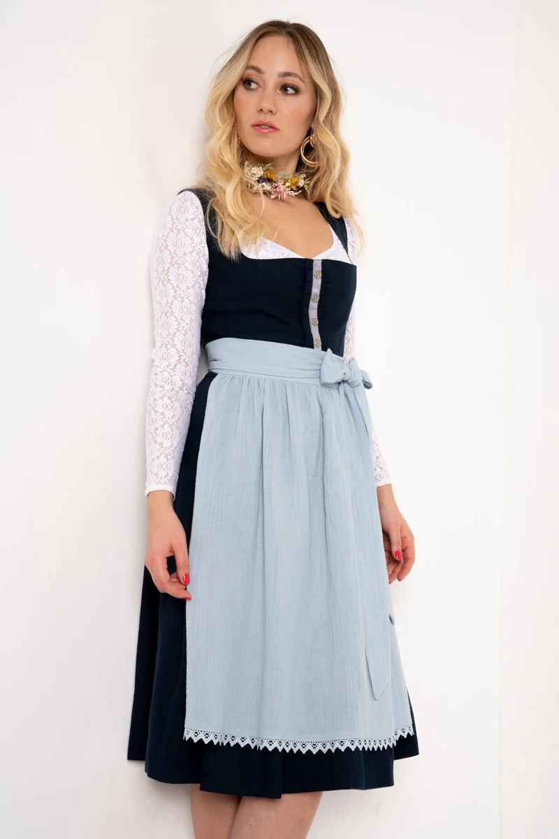 LEINEN DIRNDL TRADITIONAL MARINE/ HELLBLAU