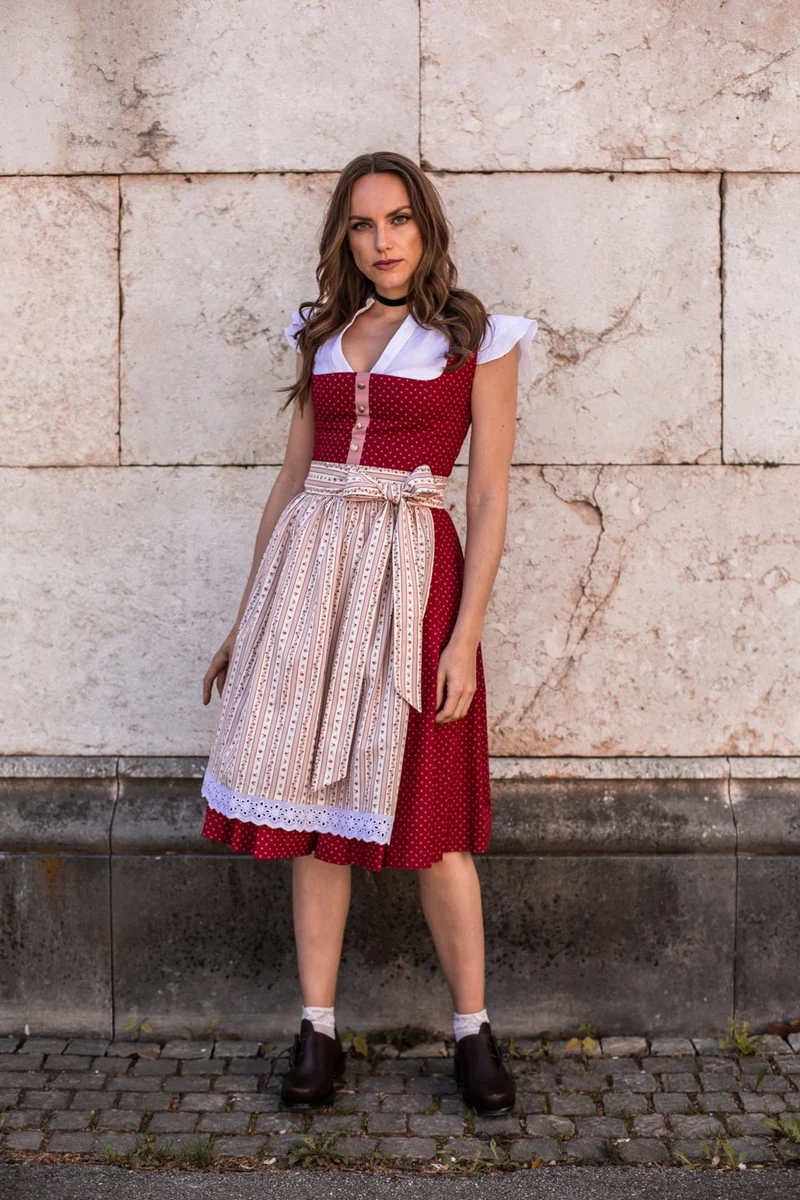 BW DIRNDL VINTAGE FLOWERS KARMINROT
