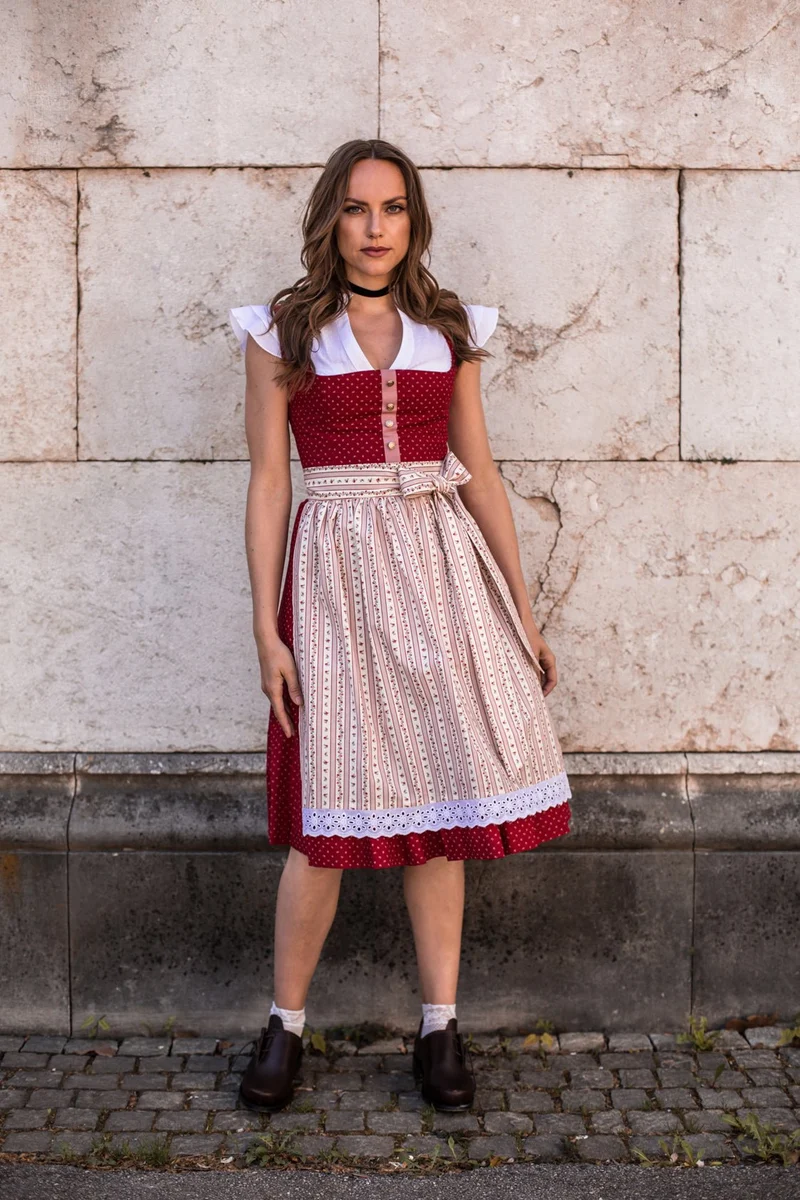 BW DIRNDL VINTAGE FLOWERS KARMINROT