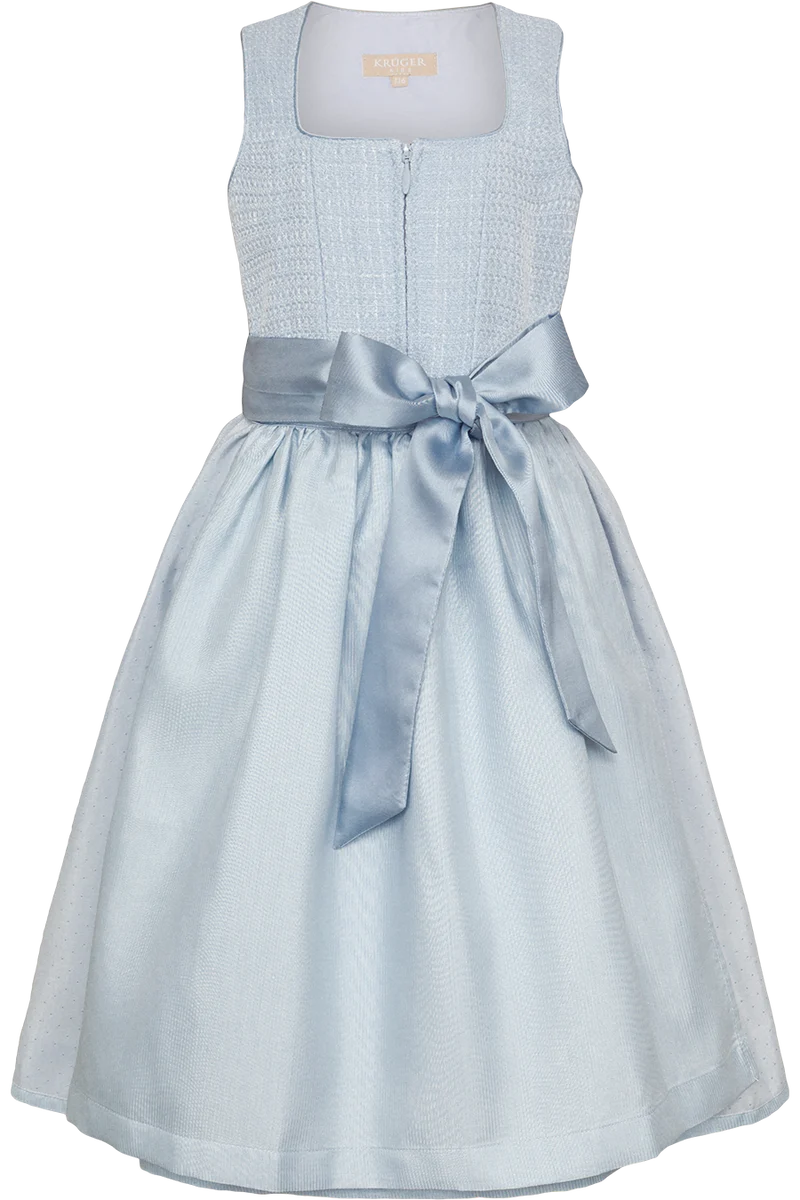 Einfarbiges Kinderdirndl mit strukturiertem Oberteil - hellblau