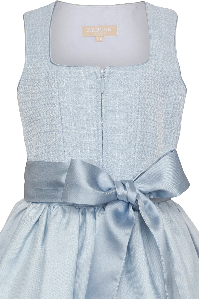 Einfarbiges Kinderdirndl mit strukturiertem Oberteil - hellblau