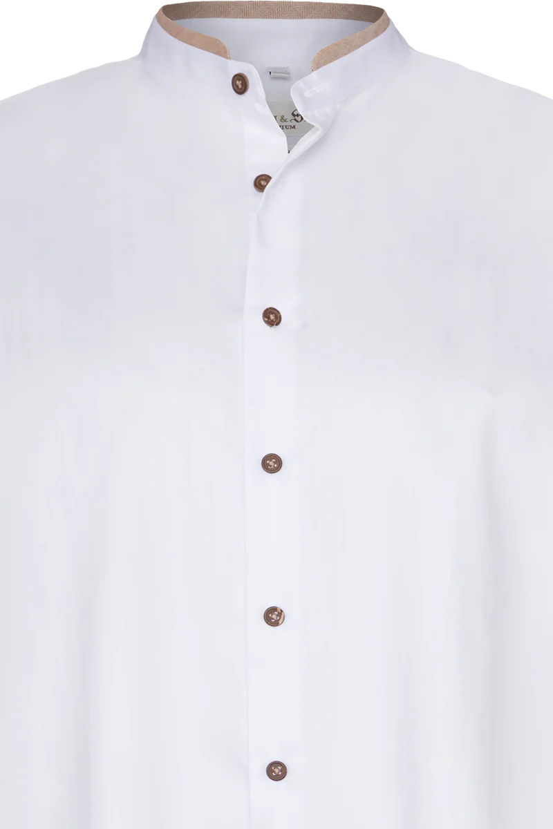Herren Baumwollhemd bügelleicht Tailored Fit - weiß/beige
