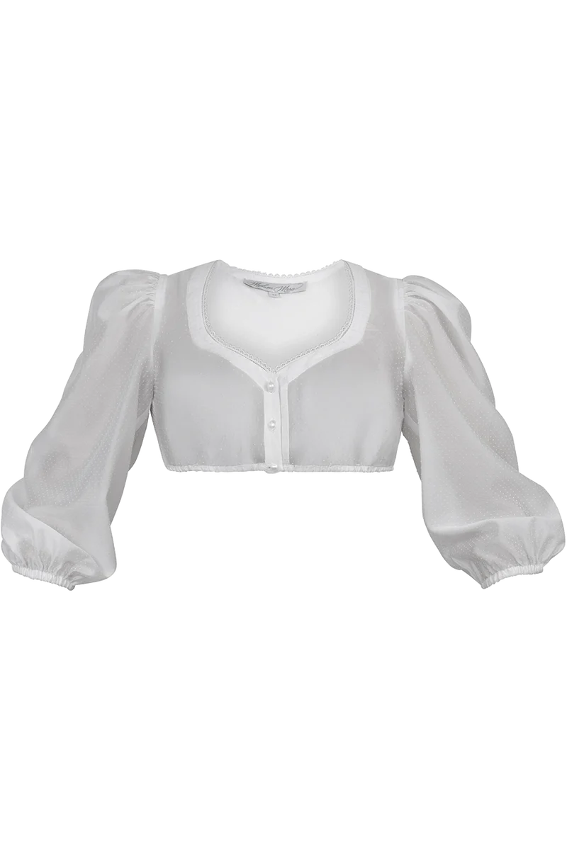Gepunktete Dirndlbluse mit weiten 3/4-Puffärmel - offwhite