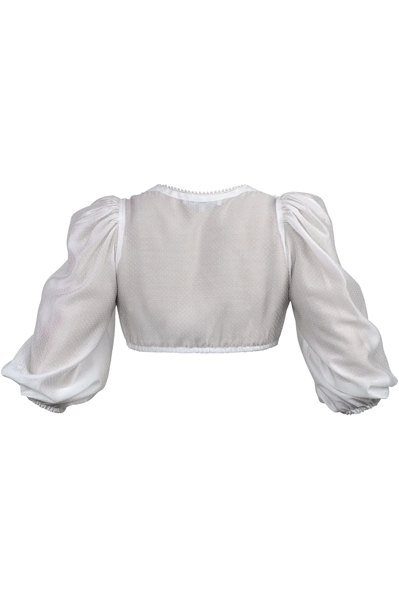 Gepunktete Dirndlbluse mit weiten 3/4-Puffärmel - offwhite