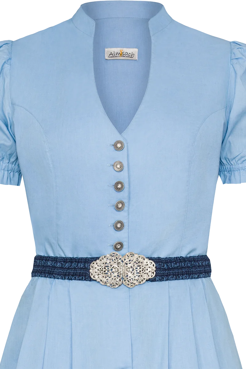 Dirndl aus Baumwolle mit Puffärmel - hellblau