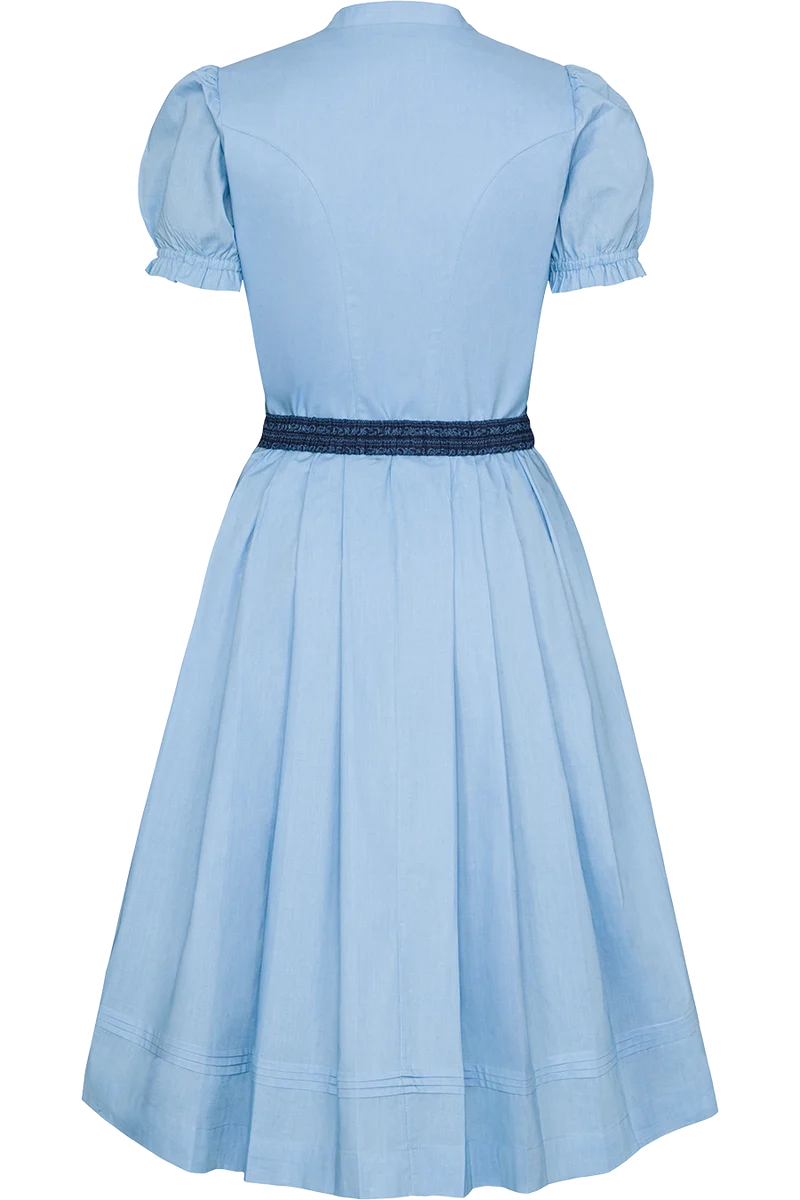 Dirndl aus Baumwolle mit Puffärmel - hellblau
