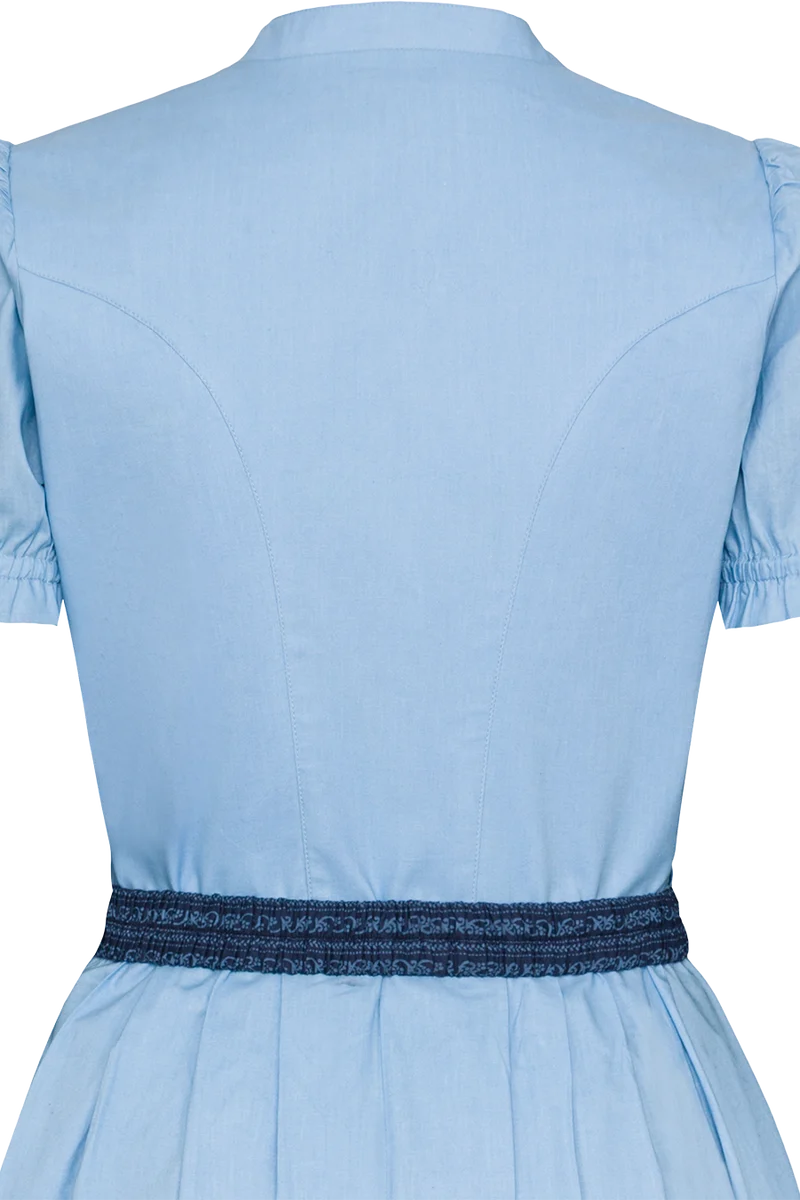 Dirndl aus Baumwolle mit Puffärmel - hellblau