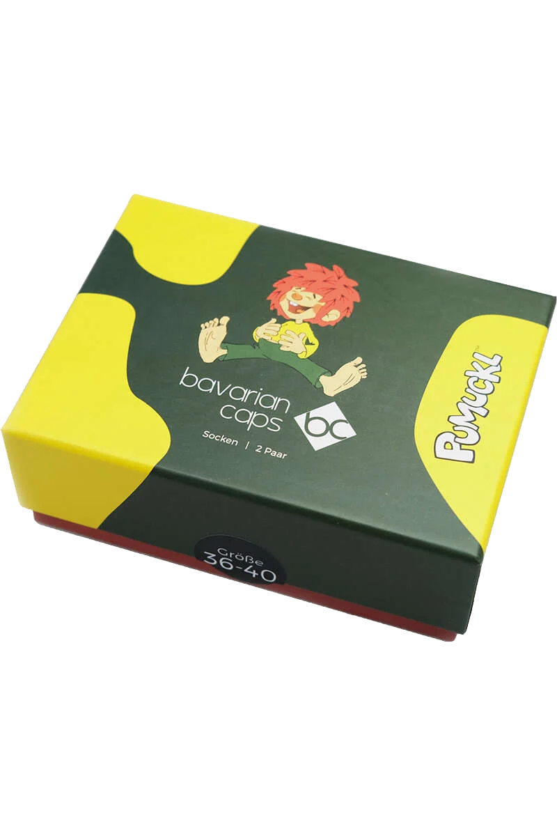 2 Paar Socken in Sockenbox für Damen und Herren - mit Pumuckl