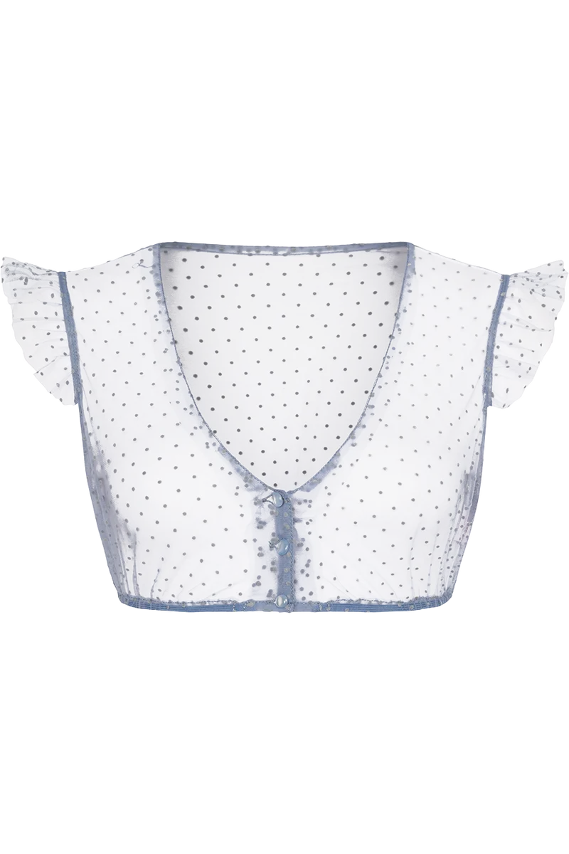 Gepunktete Dirndlbluse transparent mit Flügelärmel