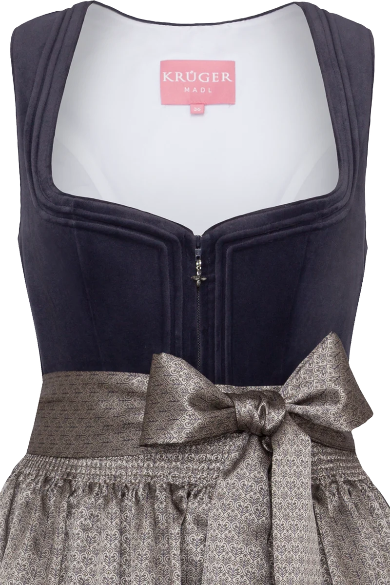 Kurzes Samtdirndl mit Jacquardschürze