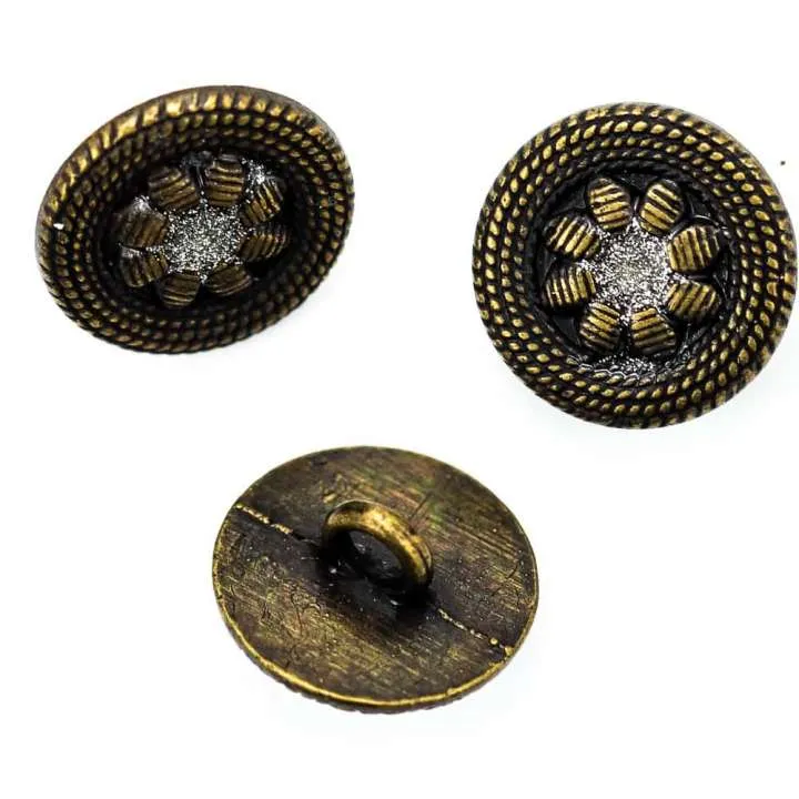 Trachtenknopf Blumenmotiv Messingfarben – Metallknopf TK-108