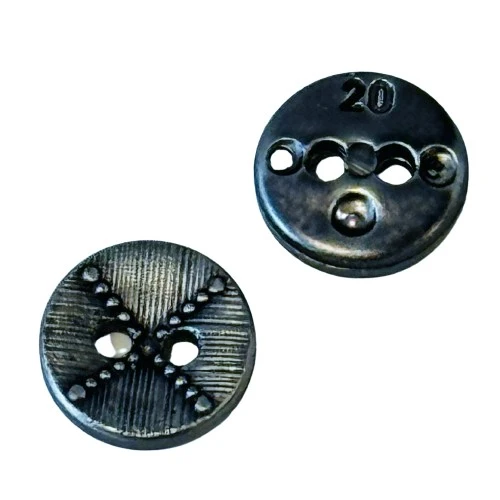 Trachtenknopf Muster Schwarz Altsilber – Metallknopf TK-6