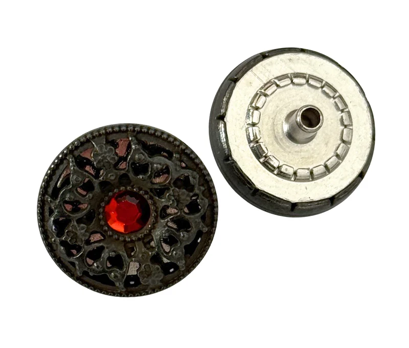 Trachten Druckknopf Strass Schwarz – Metallknopf NK-54