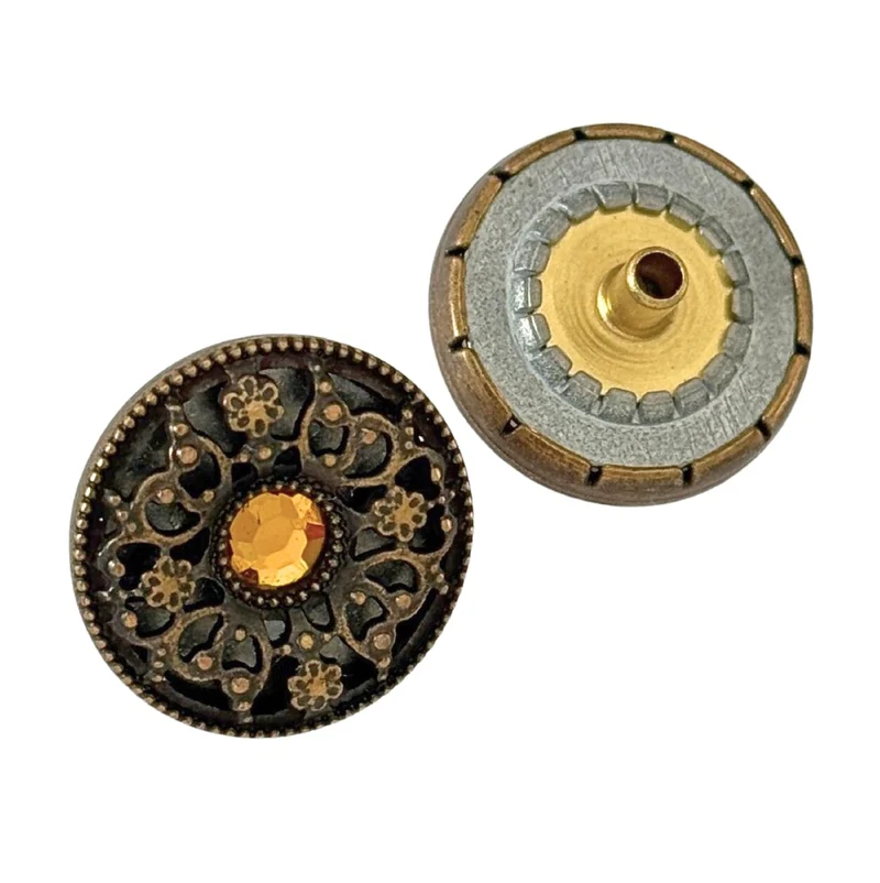 Trachten Druckknopf Strass Messingfarben – Metallknopf NK-54