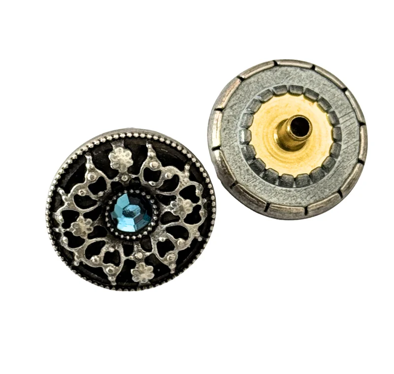 Trachten Druckknopf Strass Altsilber 4 mm – Metallknopf NK-54
