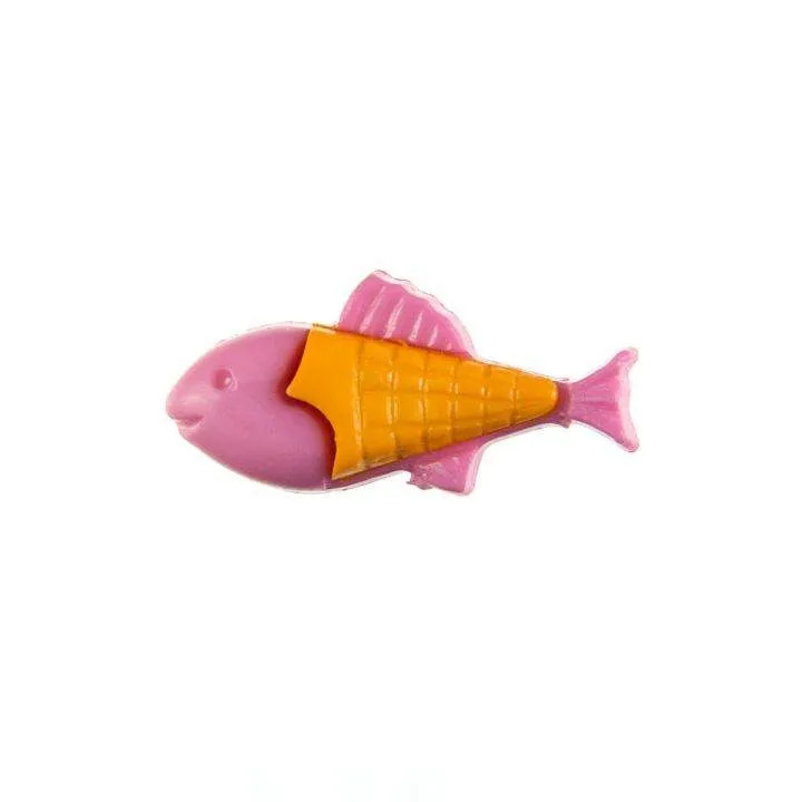 Kinderknopf Fisch Rosa 21 mm – Kunststoffknopf KK-151-ROSA-2