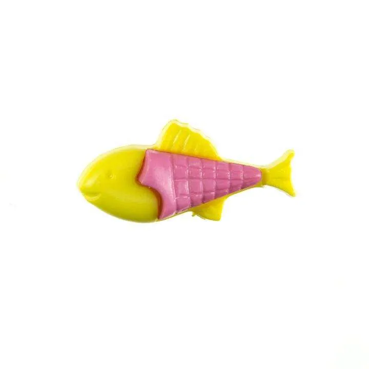 Kinderknopf Fisch Gelb 21 mm – Kunststoffknopf KK-151-GELB-2