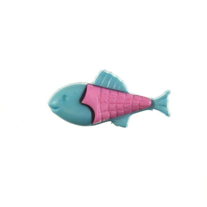 Kinderknopf Fisch Blau 21 mm – Kunststoffknopf KK-151-BLAU-3