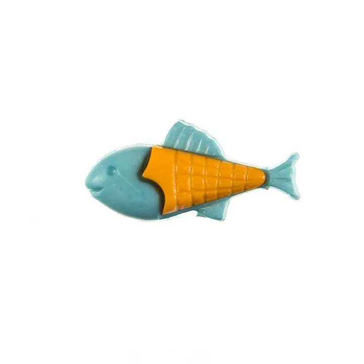 Kinderknopf Fisch Blau 21 mm – Kunststoffknopf KK-151-BLAU-1