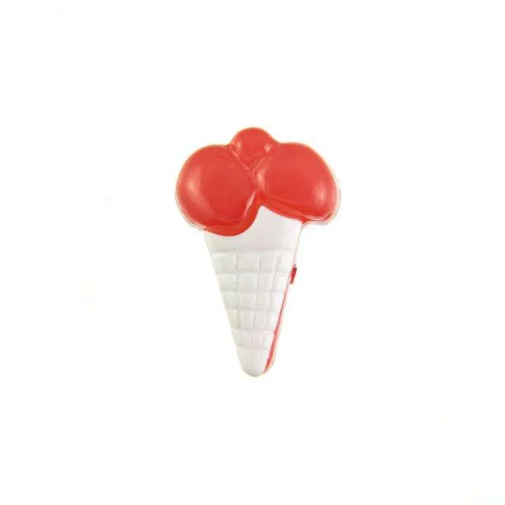 Kinderknopf Eistüte Weiß 18 mm – Kunststoffknopf KK-153-WEISS-1