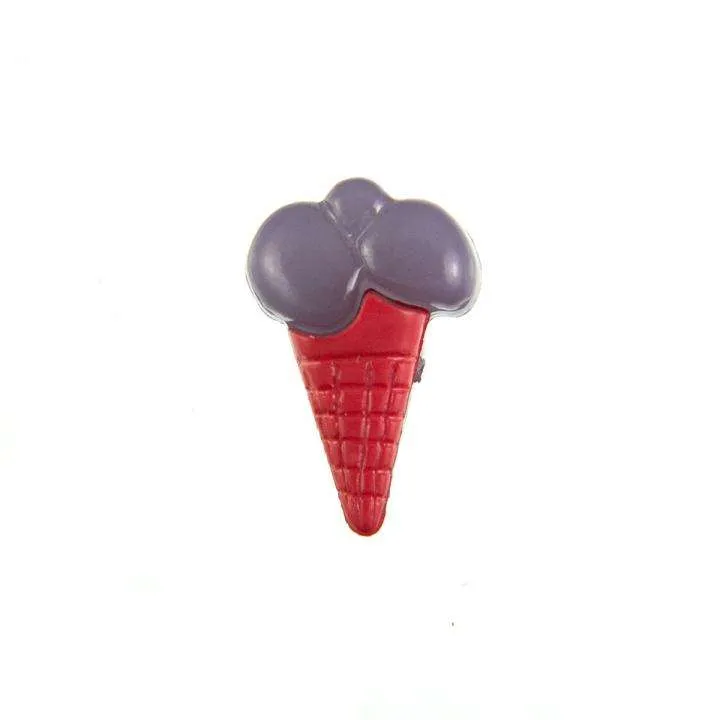Kinderknopf Eistüte Rot 18 mm – Kunststoffknopf KK-153-ROT-4