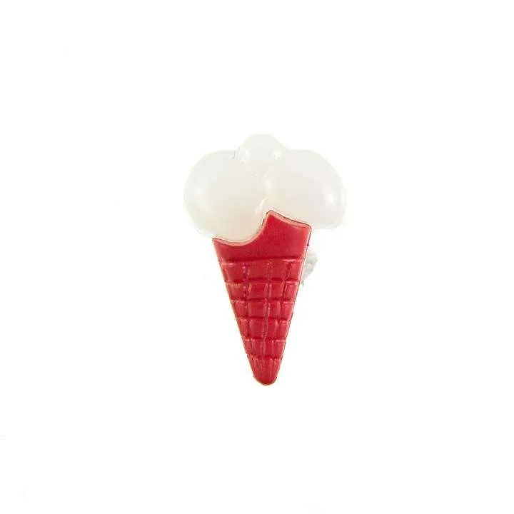Kinderknopf Eistüte Rot 18 mm – Kunststoffknopf KK-153-ROT-1